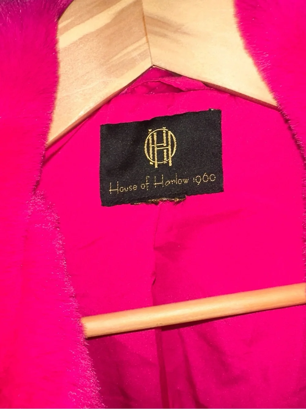House of Harlow 1960 Fuchsia Faux Fur Coat Jacket Size M - Picture 8 of 11
